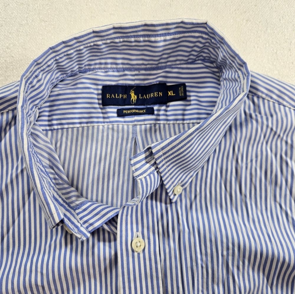 Ralph Lauren Performance XL Blue Stripe Nylon Stretch Shirt - Picture 3 of 7